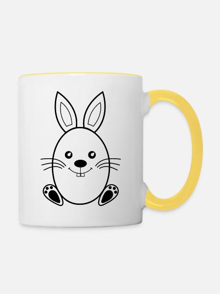 Osterhase - Tasse zweifarbig - Weiß/Gelb