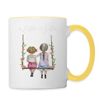 Idée cadeau petite sœur pour les sœurs - Mug contrasté - blanc/jaune - Droite