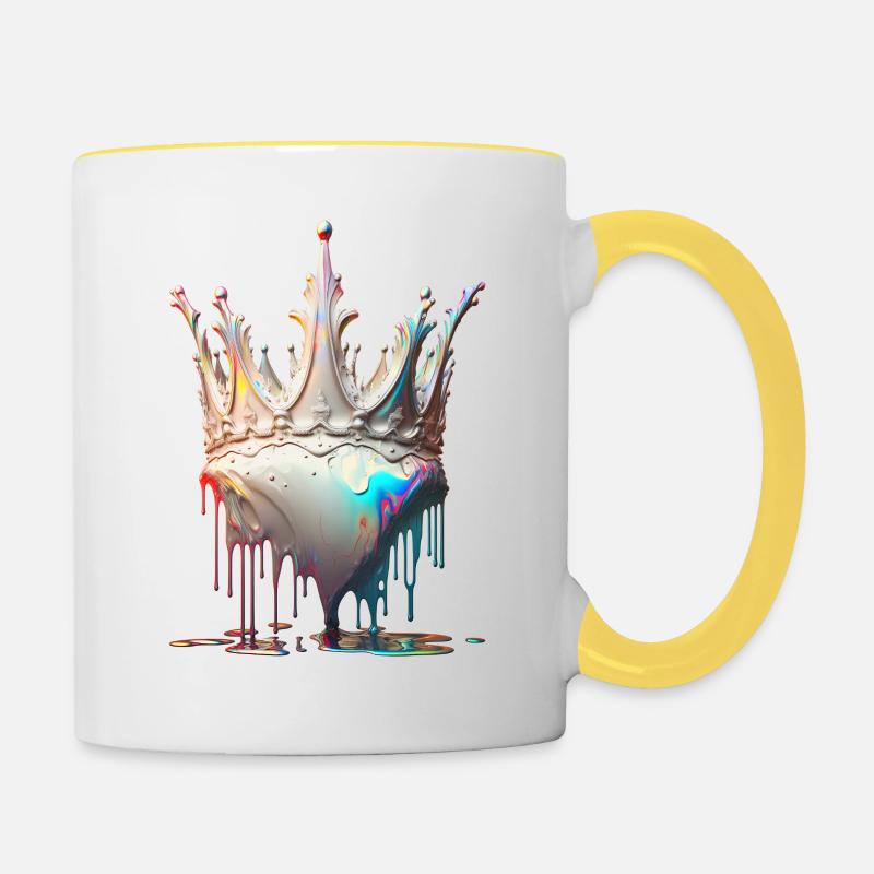 Melting crown white - Contrasting Mug - white/yellow
