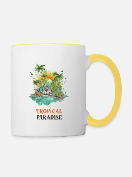 Tropisches Paradies - Tasse zweifarbig - Weiß/Gelb