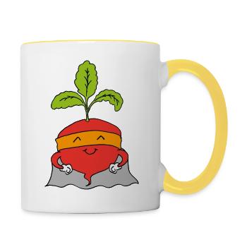 Radish Superhero - Contrasting Mug - white/yellow - Right