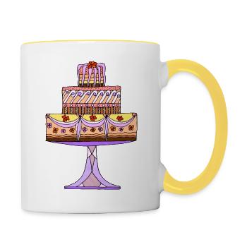 Kuchen - Tasse zweifarbig - Weiß/Gelb - Rechts