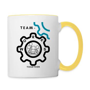 Travail d’équipe - Mug contrasté - blanc/jaune - Droite