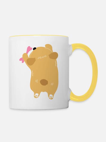 niedlicher Welpe - Tasse zweifarbig - Weiß/Gelb