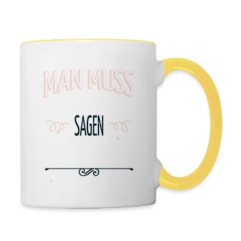 alkoholische getränke bier witzig trinken - Tasse zweifarbig - Weiß/Gelb - Rechts