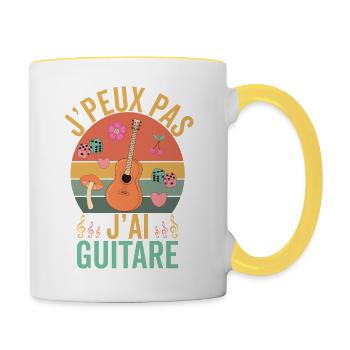 Je Ne Peux Pas, Jái Guitare - Drôle Guitare - Mug contrasté - blanc/jaune - Droite