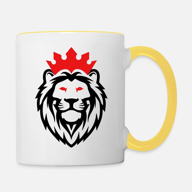 cap löwe - Tasse zweifarbig - Weiß/Gelb