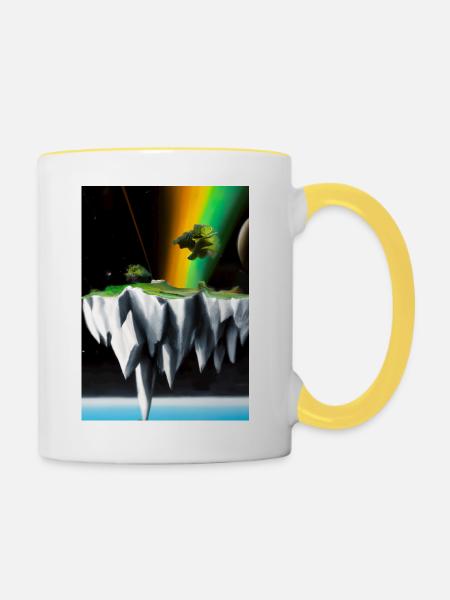 Flying Island Outer Space - Tasse zweifarbig - Weiß/Gelb