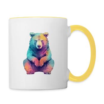 Beabea the grumpy bear - Contrasting Mug - white/yellow - Right