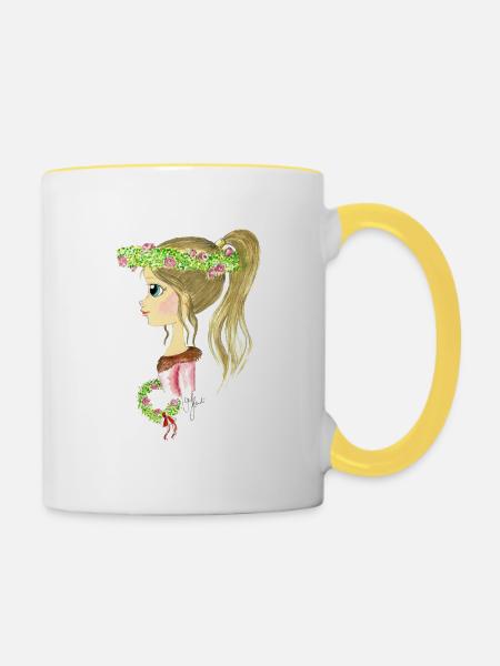 Blumenmädchen_2 - Tasse zweifarbig - Weiß/Gelb