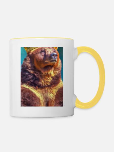 Bär mit Krone - Tasse zweifarbig - Weiß/Gelb