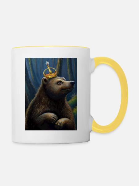 Bär mit Krone - Tasse zweifarbig - Weiß/Gelb
