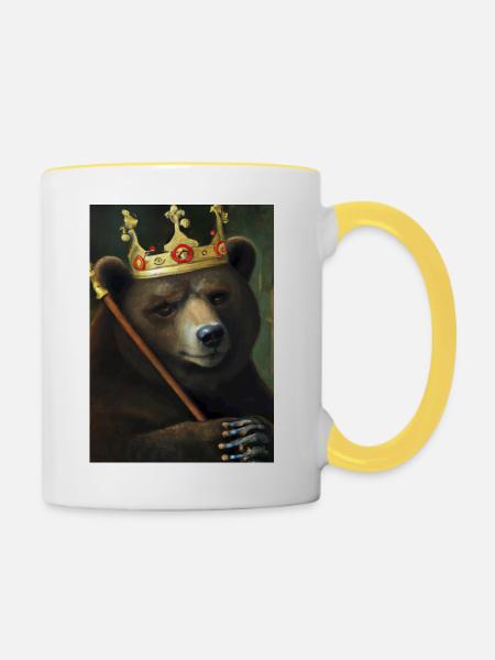 Bär mit Krone - Tasse zweifarbig - Weiß/Gelb