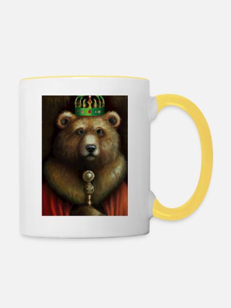 Bär mit Krone - Tasse zweifarbig - Weiß/Gelb