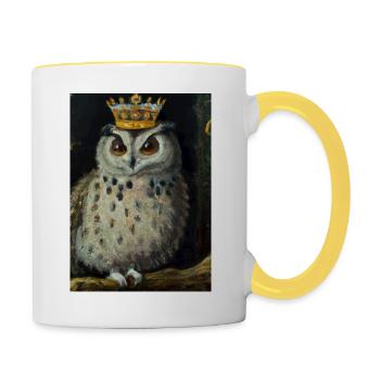 Eule mit Krone - Tasse zweifarbig - Weiß/Gelb - Rechts