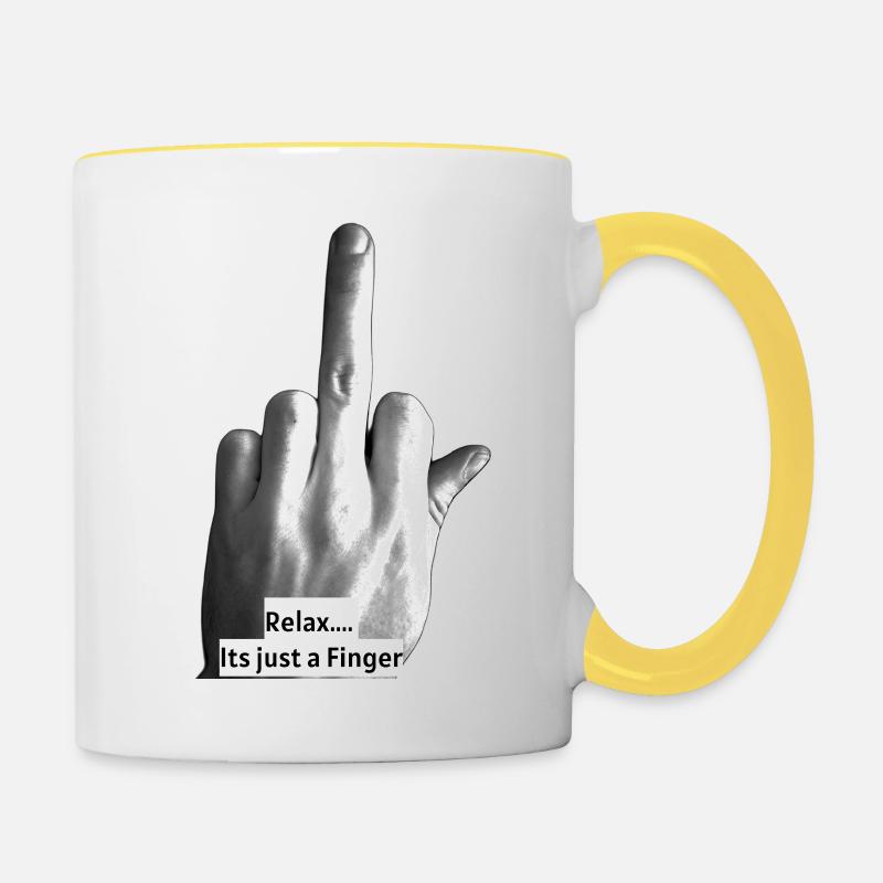 Relax.... Its just a Finger (Version 2) - Tasse zweifarbig - Weiß/Gelb
