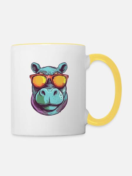 Bif Nilpferd - Tasse zweifarbig - Weiß/Gelb