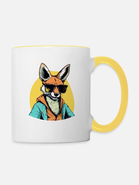 Dro der Schakal - Tasse zweifarbig - Weiß/Gelb