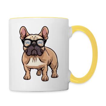 Frenchie the Nerd - Contrasting Mug - white/yellow - Right