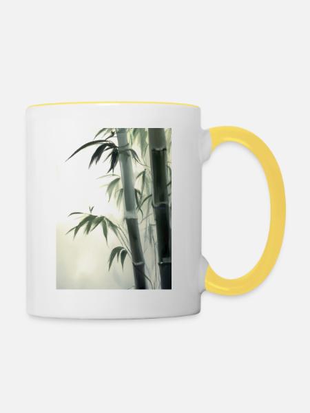 Bambus - Tasse zweifarbig - Weiß/Gelb