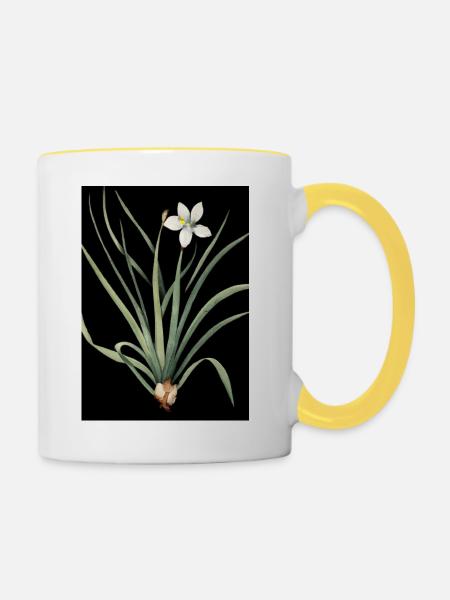 Frontlicht Blume - Tasse zweifarbig - Weiß/Gelb