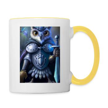 Ritter Eule - Tasse zweifarbig - Weiß/Gelb - Rechts