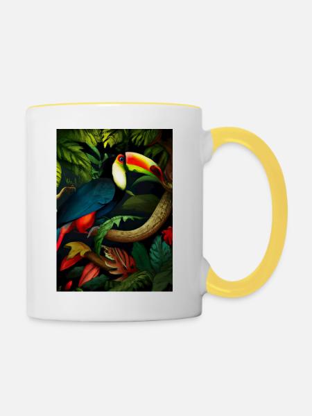 Dschungel-Tukan - Tasse zweifarbig - Weiß/Gelb