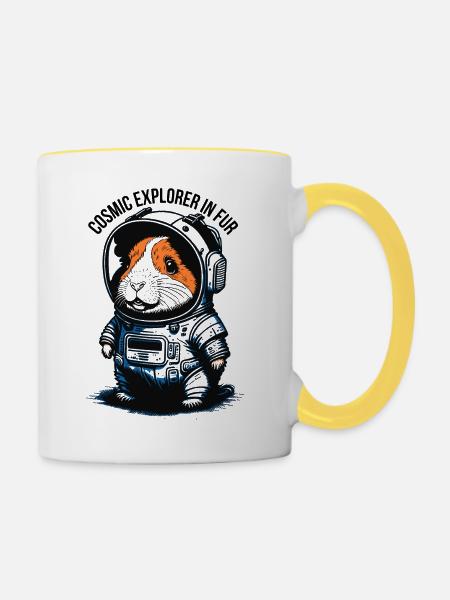 Pelziger Raumfahrer - Tasse zweifarbig - Weiß/Gelb