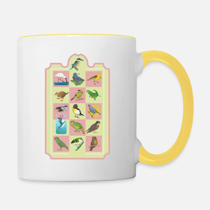 OISEAUX NÉO-ZÉLANDAIS - Mug contrasté - blanc/jaune