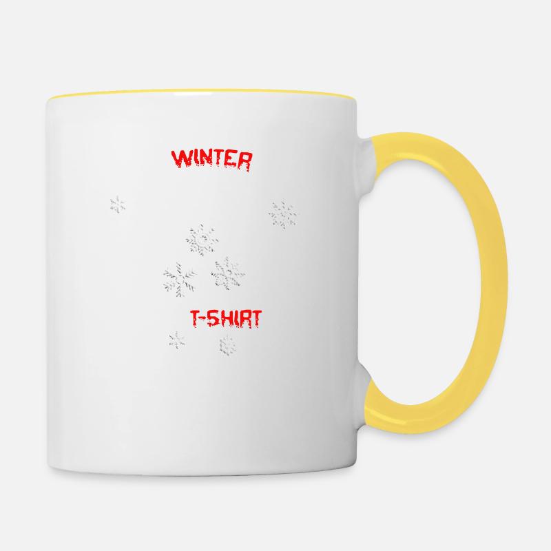 Obs Winter ist und schneit das TShrit steht bereit - Tasse zweifarbig - Weiß/Gelb