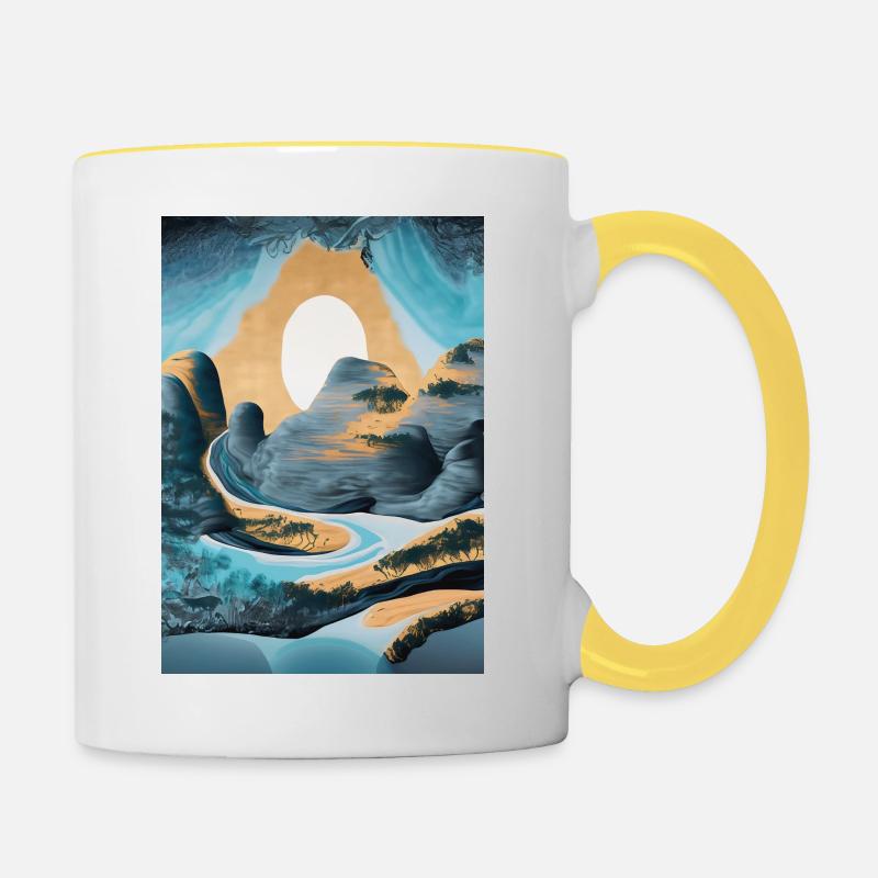 Abstrakte Landschaft - Abstract Landscape - Contrasting Mug - white/yellow
