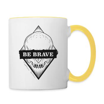 be brave - sei mutig - Tasse zweifarbig - Weiß/Gelb - Rechts