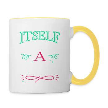 anti war sayings happy family counterculture bday - Tasse zweifarbig - Weiß/Gelb - Rechts