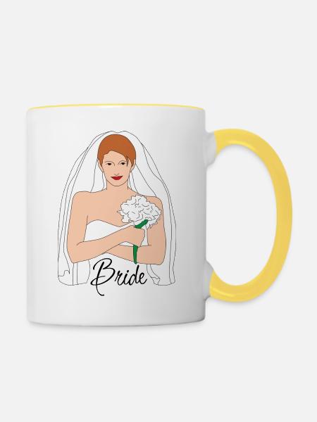 bride braun - Tasse zweifarbig - Weiß/Gelb