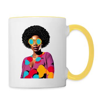 Black Woman - Tasse zweifarbig - Weiß/Gelb - Rechts
