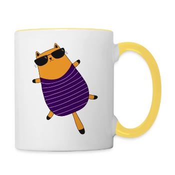 cool cat - Tasse zweifarbig - Weiß/Gelb - Rechts