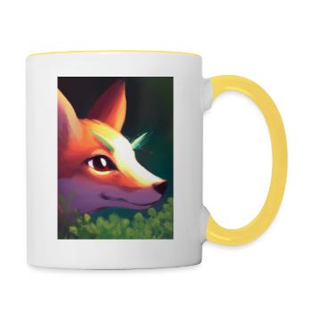 Niedliche Fuchs-Malerei - Tasse zweifarbig - Weiß/Gelb - Rechts
