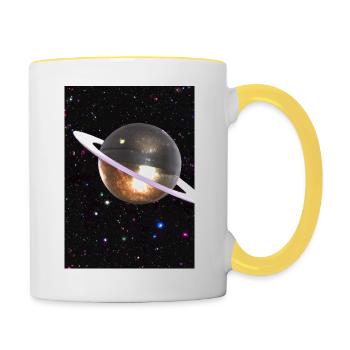 Funky Planet - Tasse zweifarbig - Weiß/Gelb - Rechts