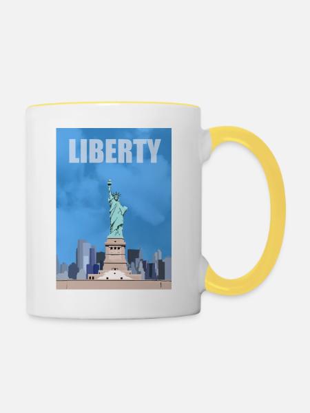 Freiheitsstatue - Tasse zweifarbig - Weiß/Gelb