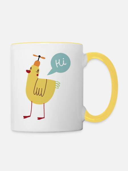 Vogel - Tasse zweifarbig - Weiß/Gelb