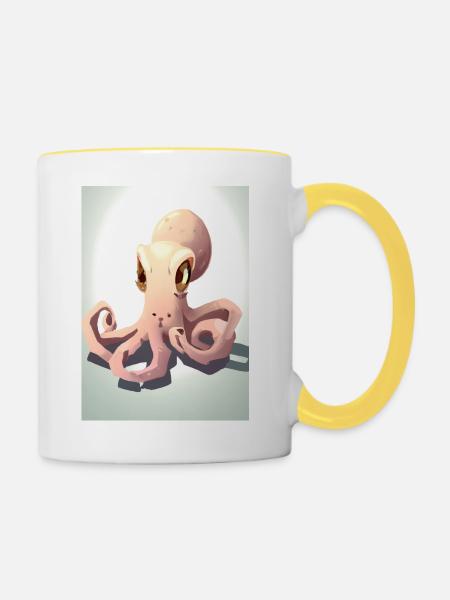 Niedlicher Oktopus - Tasse zweifarbig - Weiß/Gelb