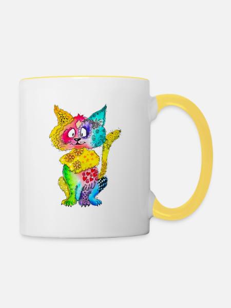 Miez Martha - Tasse zweifarbig - Weiß/Gelb