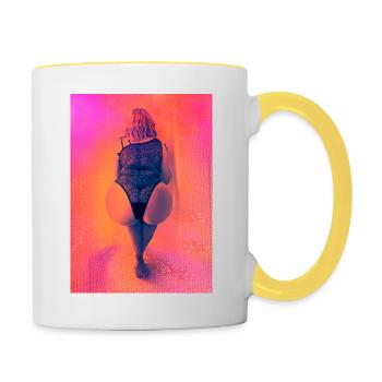 Popo talk - Tasse zweifarbig - Weiß/Gelb - Rechts