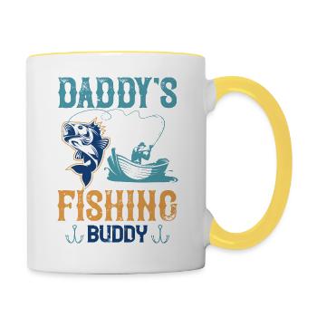 daddy's fishing buddy 01 - Tasse zweifarbig - Weiß/Gelb - Rechts