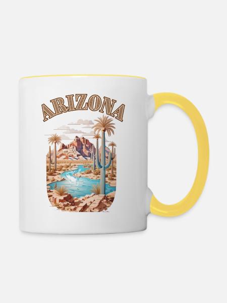 ARIZONA Wüste - Tasse zweifarbig - Weiß/Gelb