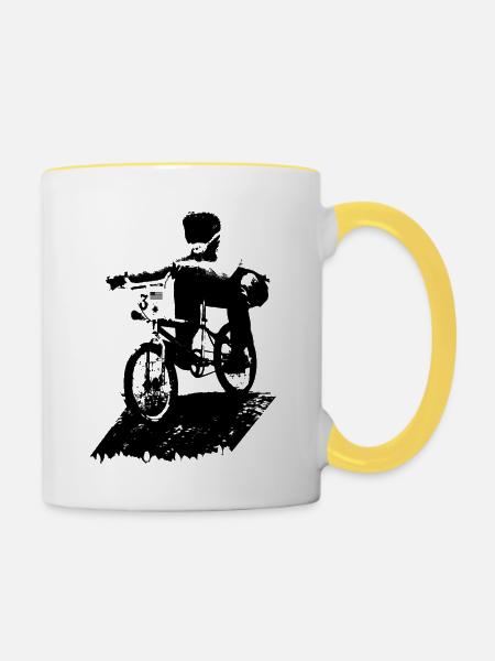 BMX - Tasse zweifarbig - Weiß/Gelb