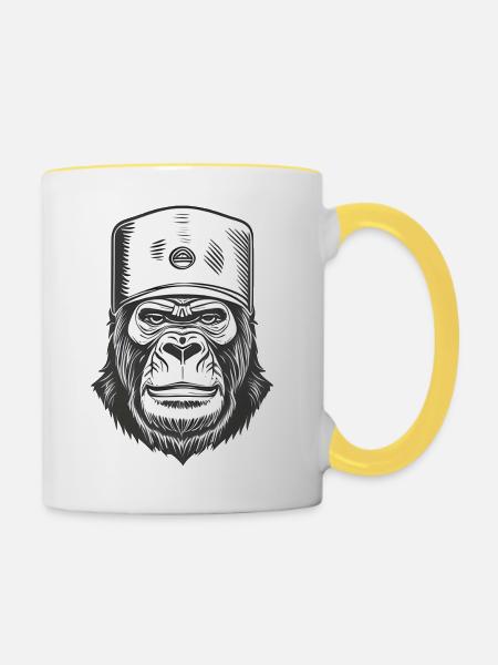 Gorilla - Tasse zweifarbig - Weiß/Gelb