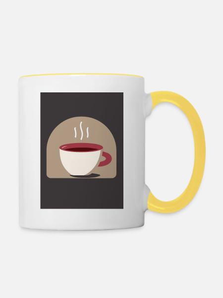 Minimalistischer Küchenkaffee - Tasse zweifarbig - Weiß/Gelb
