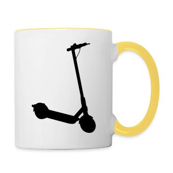 Silhouette de trottinette électrique - Mug contrasté - blanc/jaune - Droite