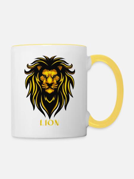 Lion - Tasse zweifarbig - Weiß/Gelb